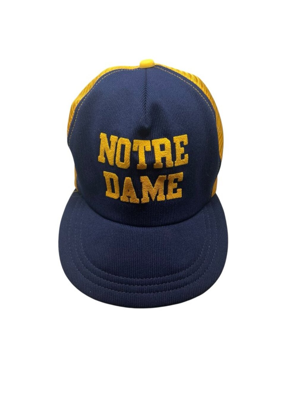 Vintage Notre Dame Fighting Irish Trucker Hat Mesh Snapback USA Made Spell Out